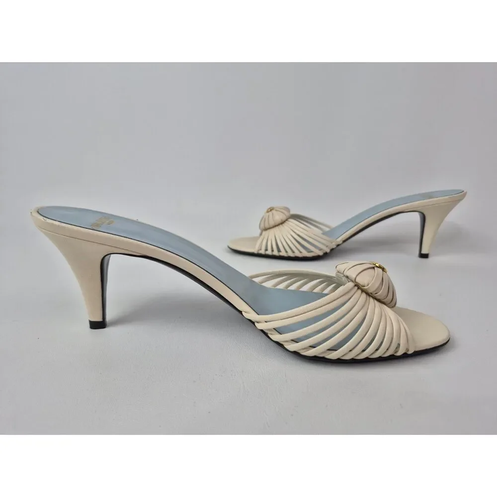 Valentino Women's Ren Butter White Royal Heart VLogo Leather Sandals Size 39